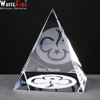 Crystal Pyramid gift, engraved "Thank You".