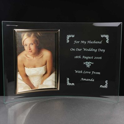 Engraved glass Photo Frame. Gift for a Groom.