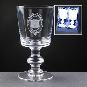 Balmoral Glass Wine Glasses, engraved with School Crest.