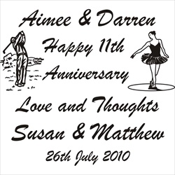 Engraving layout for 11th Anniversary for a couple.