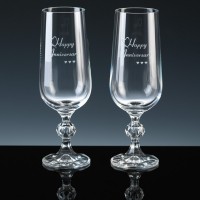 Champagne Flutes for 35th (Coral) Anniversary Gift.