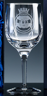 A Wine Glass part of the Inverness Crystal Range - Engraved with a Naval Crest