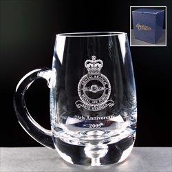 Corporate Anniversary Gift of engraved glass Tankard.