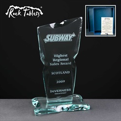 Engraved glass plaque Sales Award.