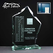 "Rock Tablet" engraved glass Business Award.