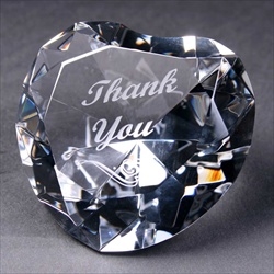 Crystal Heart, engraved "Thank You". Present for Teacher.