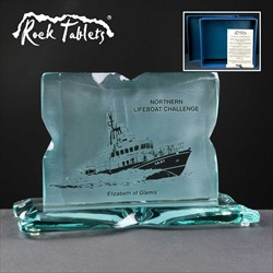 "Rock Tablet" Corporate Trophy for a Lifeboat Challenge.