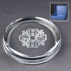 Round Paperweight, engraved with Corporate logo for Business Gift.