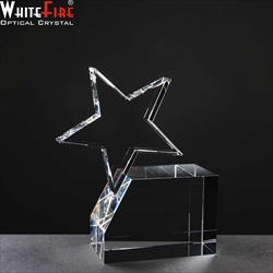 Single Star on block of crystal. Star Award.