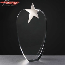 Chrome Star on Crystal Block Award. For engraving.