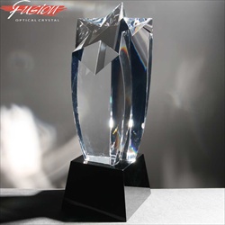 Black & clear crystal star award, for engraving.