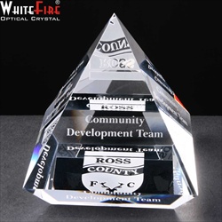 Engraved crystal Corporate Prize for community work.