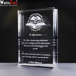 Personalised Crystal Book, engraved for Business Award.