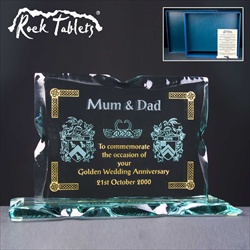 Personalized Glass Rock Tablet, for Golden Wedding gift.