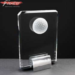 Crystal Golf Ball Plaque, engraved for Golf Prize.