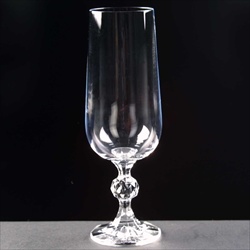 Navy Champagne Flute Glass, for engraving or printing.