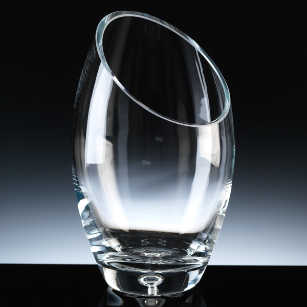 Balmoral Glass Bubble Base Sliced Vase 10 inch, Single, Satin Boxed