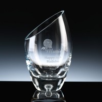Balmoral Glass Bubble Base Sliced Vase 8 inch, Single, Gift Boxed