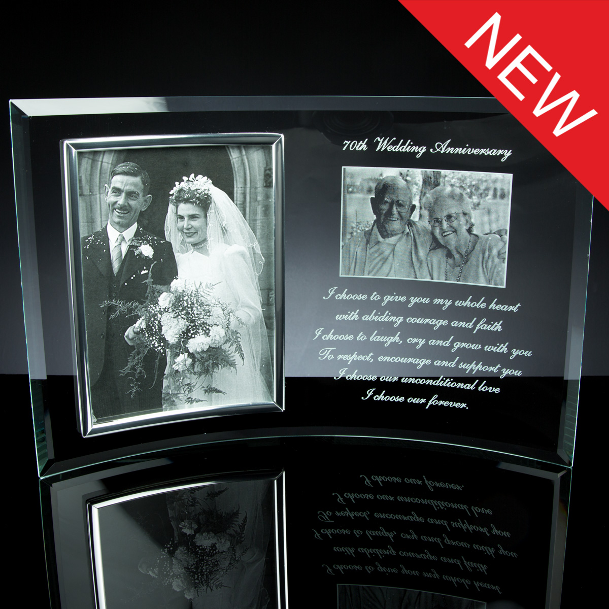Curved 6mm Glass Frame with 5x7 inch Chrome Photo Frame, Single, White Boxed