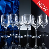 Elite Fully Cut Lead Crystal 10oz Wine Glass, Six, Satin Boxed