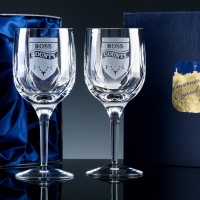 Elite Panelled Lead Crystal 10oz Wine Glass, Pair, Satin Boxed