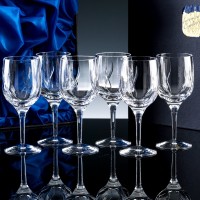 Elite Panelled Lead Crystal 10oz Wine Glass, Six, Satin Boxed