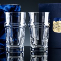 Elite Panelled Lead Crystal 1 Pint Beer Glass, Pair, Satin Boxed