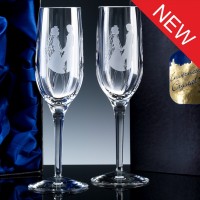 Inverness Crystal Elite Panelled 24% Lead Crystal 6oz Champagne Flute, Pair, Satin Boxed