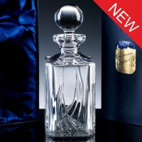 Inverness Crystal Flame Fully Cut 24% Lead Crystal Square Spirit Decanter, Single, Satin Boxed