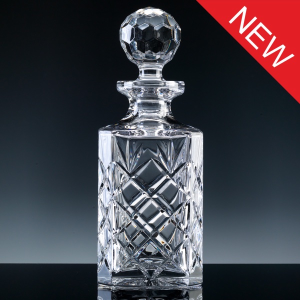 Inverness Crystal Traditional Fully Cut Square Spirit Decanter, Blue Boxed, Single