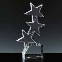 Optical Crystal Award 11 inch Star Block, Single, Velvet Casket