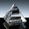 Optical Crystal Award 2.75 inch Elevated Pyramid, Single, Velvet Casket