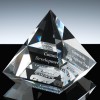 Optical Crystal Award 3 inch Elevated Pyramid, Single, Velvet Casket