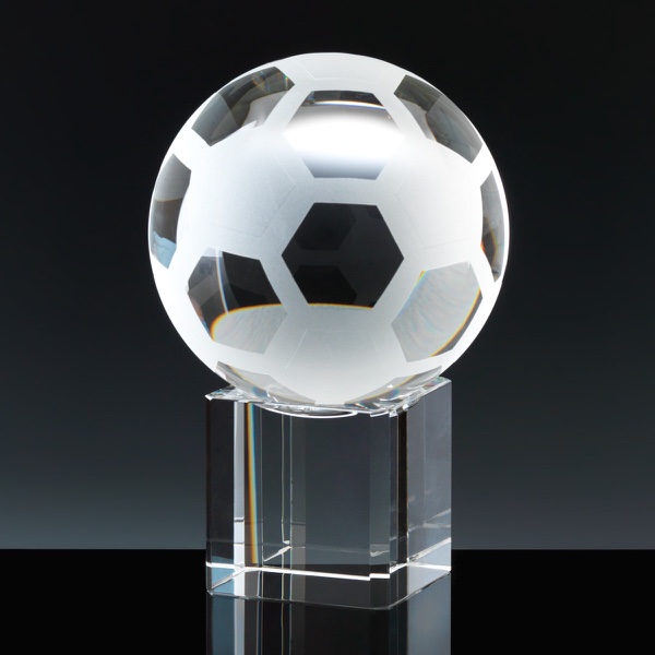 Optical Crystal Sports Trophies 4 inch Football, Single, Velvet Casket