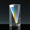 Optical Crystal Award 5 inch Tain Column, Single, Velvet Casket