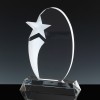 Optical Crystal Award 8 inch Oval Star, Single, Velvet Casket