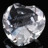 Optical Crystal 2.25 inch Engraved Heart Forever Yours, Single, Blue Velvet Lined Casket