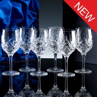 Inverness Crystal Premier Fully Cut Lead Crystal 10oz Wine Glass, Six, Satin Boxed
