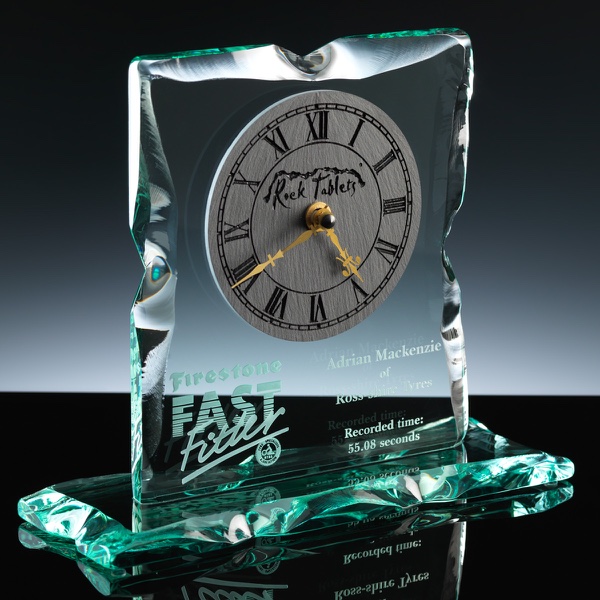 Rock Tablet 9.5 x 3.5 x 8.25 inch Caledonian Clock Executive Award, Single, Blue Boxed