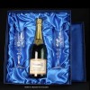 Satin Box Champagne Bottle and Pair Flutes 14.5x15.5x4.1  inches, Single, White Sleeve