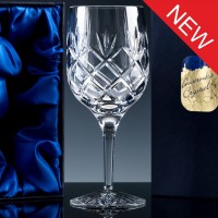 Inverness Crystal Traditional Fully Cut 24% Lead Crystal 10oz Wine Glass, Single, Satin Boxed
