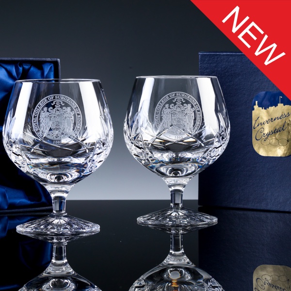 Inverness Crystal Traditional Panelled 24% Lead Crystal 10oz Brandy, Pair, Satin Boxed