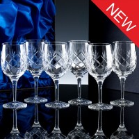 Inverness Crystal Traditional Panelled 24% Lead Crystal 10oz Wine Glass, Six, Satin Boxed