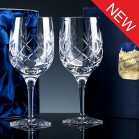Inverness Crystal Traditional Panelled 24% Lead Crystal 10oz Wine Glass, Pair, Satin Boxed