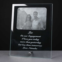 Crystal Engagement Gift, photoengraving of couple.