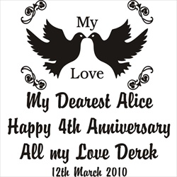 Engraved 4th Wedding Anniversary Gift for Her.