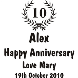 Lots of different engraving designs are available to go with commemorative text for a glass 10th Anniversary Gift for Him.