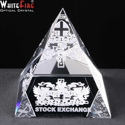 Engraved Crystal Pyramid for Corporate Anniversary gift.
