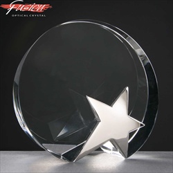 Glass Star Trophy with space to engrave.