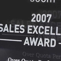 Close-up image of glass engraving, by sandblasting.